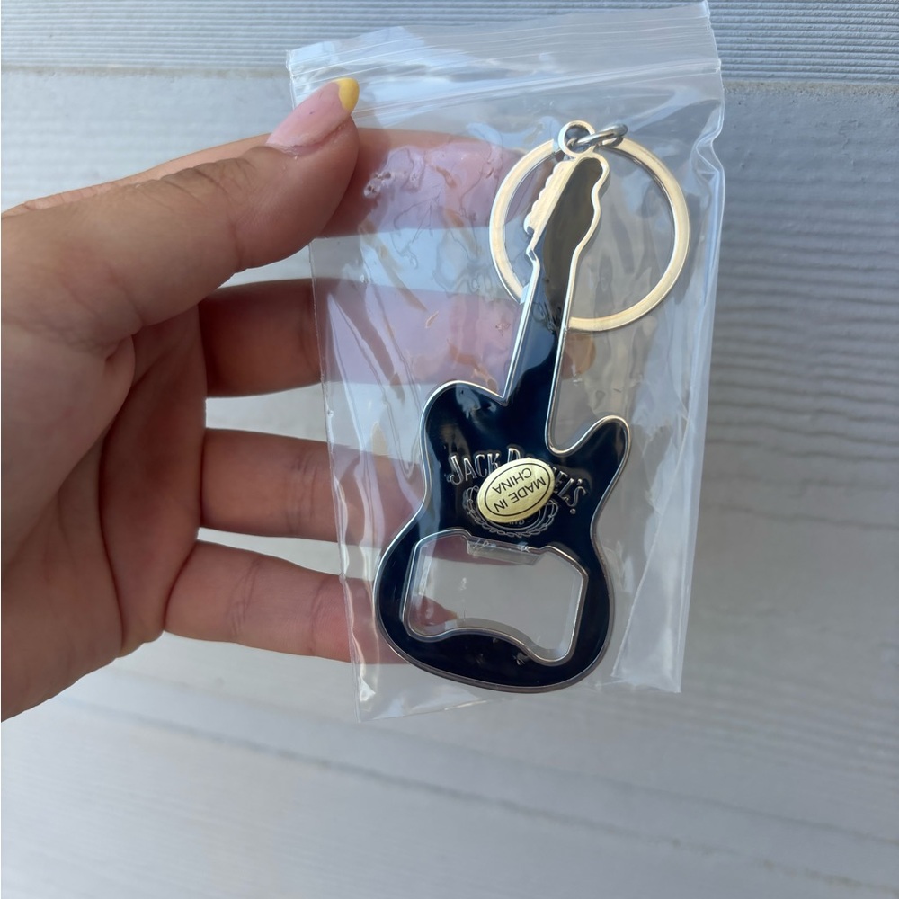 Jack Daniels Black Guitar Bottle Opener Keychain